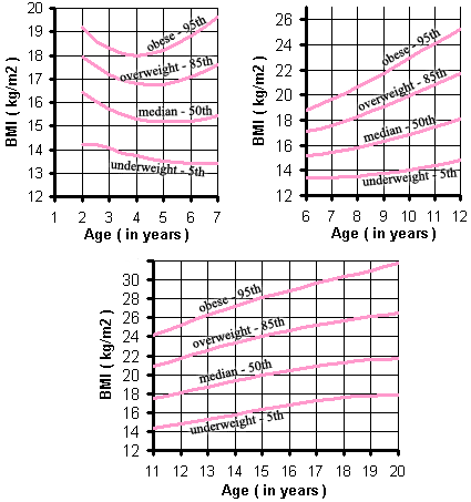 body mass index range for girl