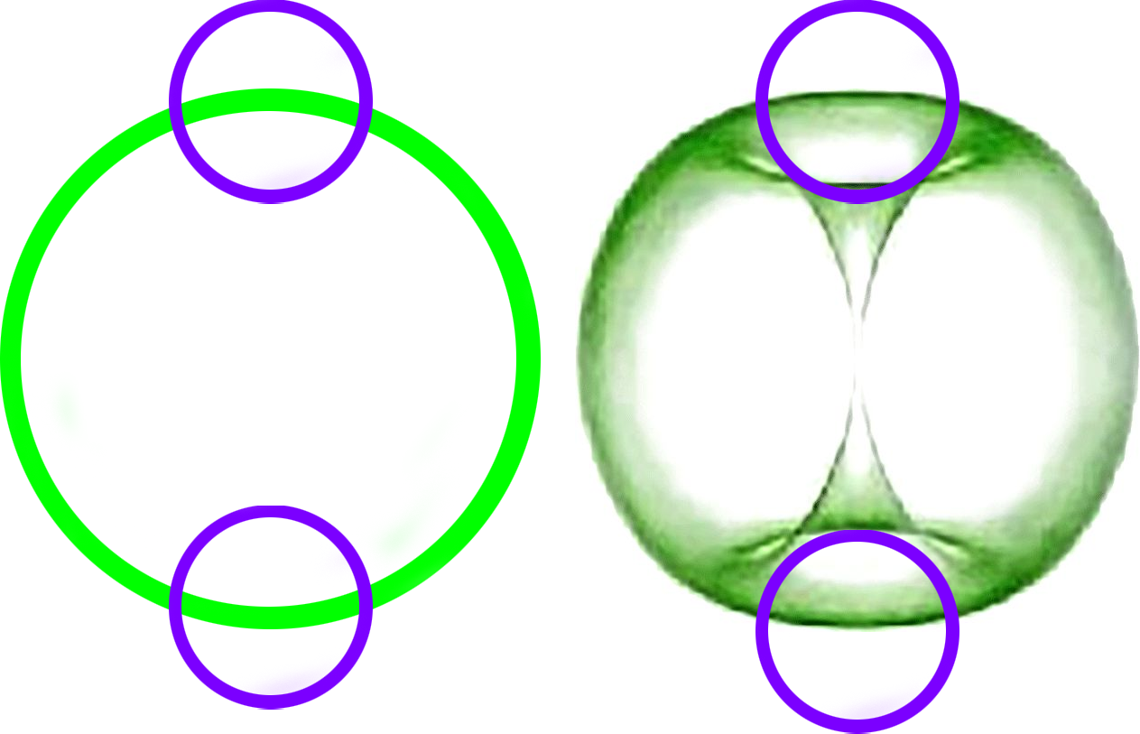 Two portal diagram. Ring portals half-overlapping the main torus circle.