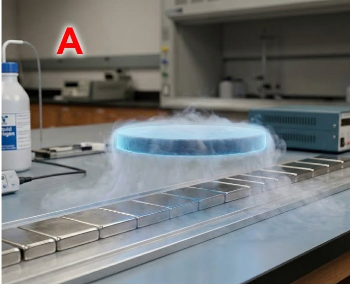 Floating superconducting disk from flux pinning quantum locking