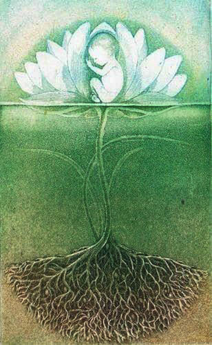 Above the top of the tree trunk (or plant stem) the flower is
                                      showing the origin of the next higher dimension. Smallness means
                                      higher density and a child is usually a label about higher-density and
                                      not literal.