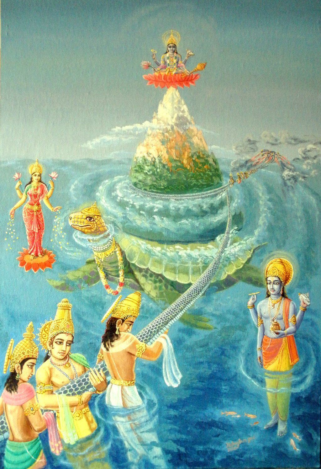 Churning of the ocean milk