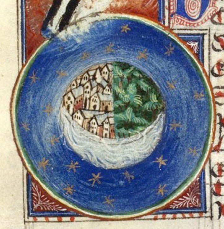 The core of this torus is showing symbols of higher density,
                                      natural green foliage and architecture.