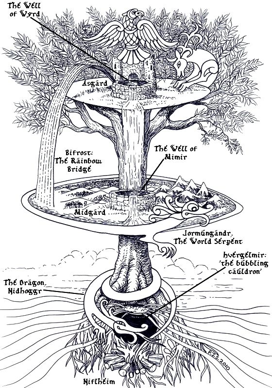 Midgard is our reality, Asgard is the next higher dimension, located
                                      just above the origin of tree branches.