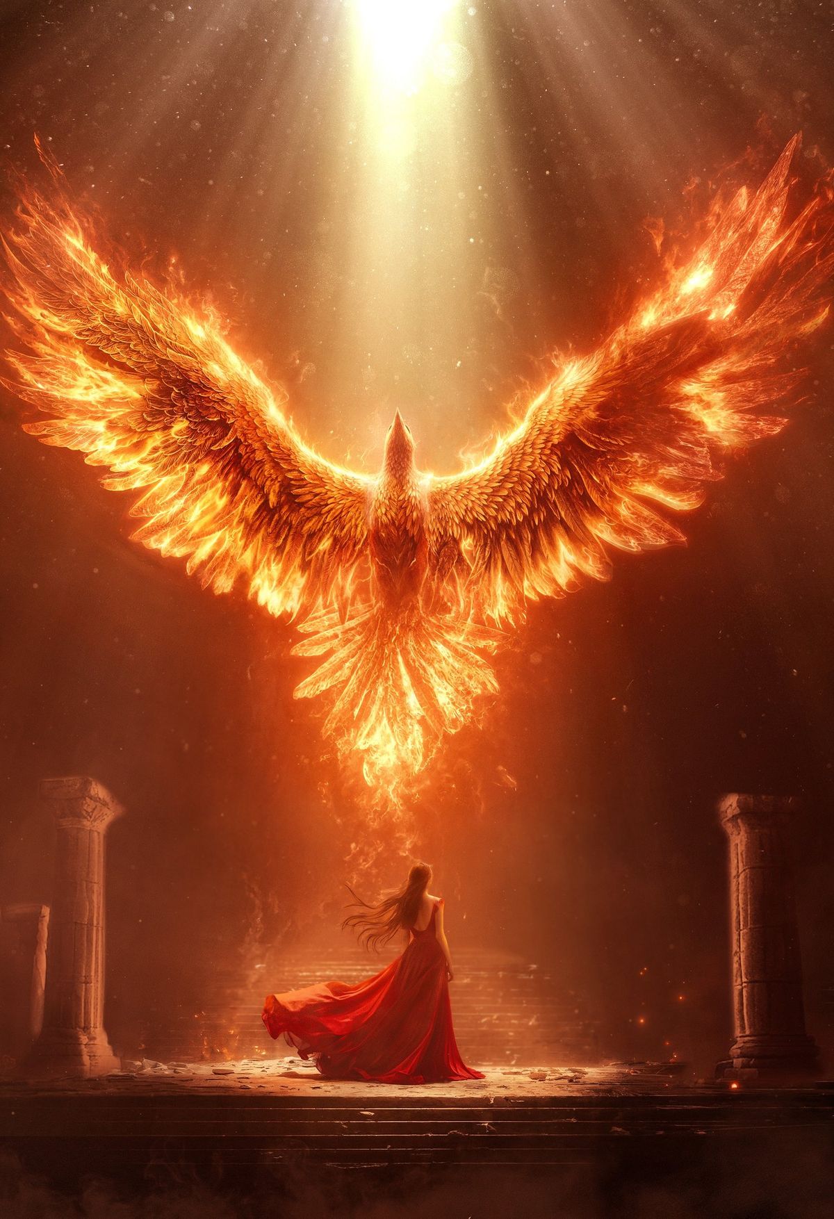 Phoenix has fire outflows on wings, which are a barrier to the next higher dimension