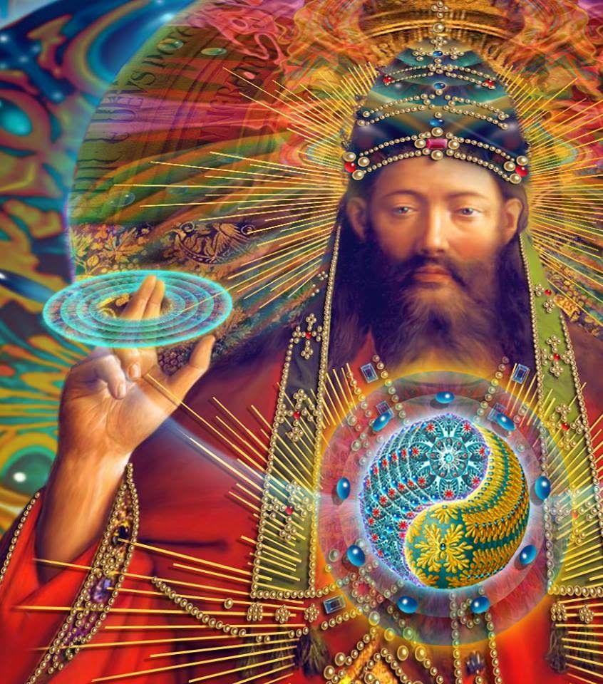 Two fingers up is an upward outflow symbol, and it is going through the equivalent of a Sol portal.