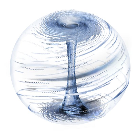 vortexes of a torus, one is inflow from the bottom, the other is outflow at the top